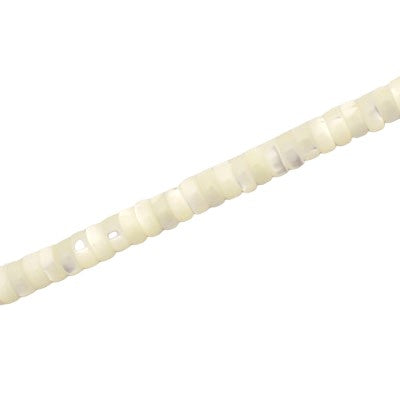 5 X 2 MM WHITE SHELL BEADS - 40 CM STRAND