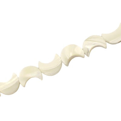 10 MM WHITE SHELL MOON BEADS - 38 PCS