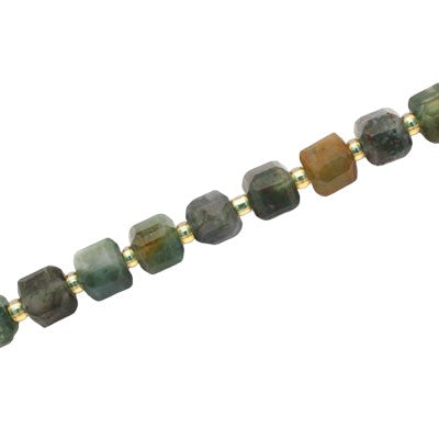 FANCY JASPER 6 MM CUBE BEADS - APPROX 46 PCS
