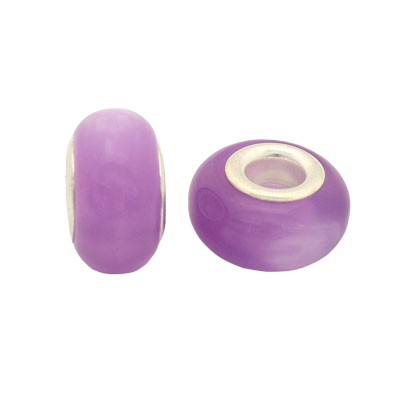 14 MM (5 MM HOLE) LARGE HOLE BEADS - CATS EYE PURPLE - 10 PCS
