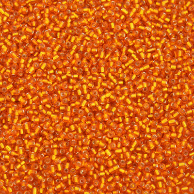 #11/0 SEED BEADS - 40G - SILVER LINED BRIGHT ORANGE