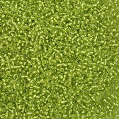 #11/0 SEED BEADS - 40G - SILVER LINED LIME