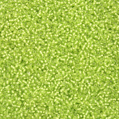#15/0 SEED BEADS - 40G - SILVER LINED LIME