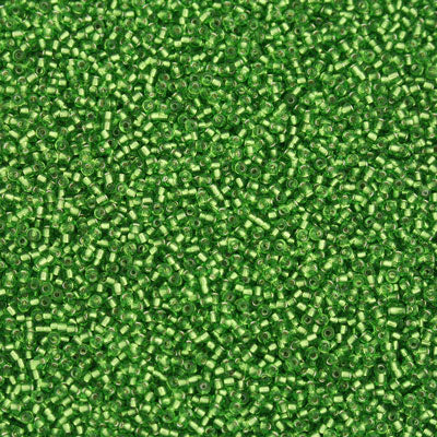 #15/0 SEED BEADS - 40G - SILVER LINED LIGHT GREEN
