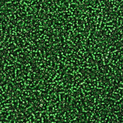 #15/0 SEED BEADS - 40G - SILVER LINED GREEN