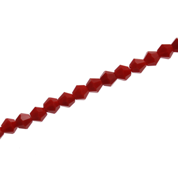4MM CRYSTAL BI-CONE STRANDS - APPROX 118/PCS - OPAQUE RED