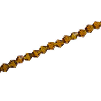 4MM CRYSTAL BI-CONE STRANDS - APPROX 118/PCS - DARK TOPAZ