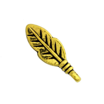 FEATHER CHARM 16 X 6 MM GOLD - 45 PCS