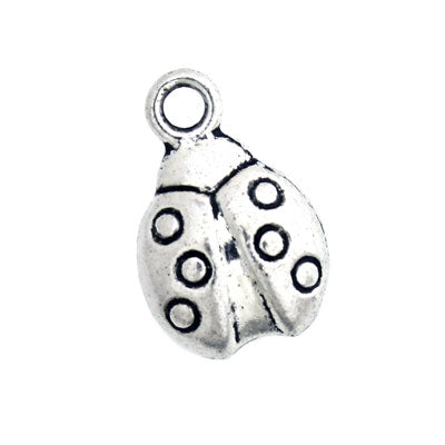 LADY BEETLE CHARM 15 MM SILVER - 10 PCS