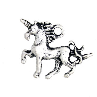 UNICORN CHARM 15 MM SILVER - 10 PCS