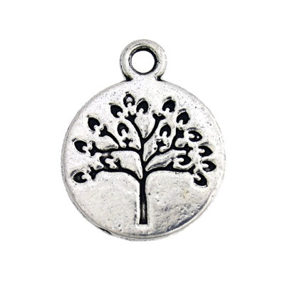 TREE OF LIFE CHARM 18 MM SILVER - 12 PCS