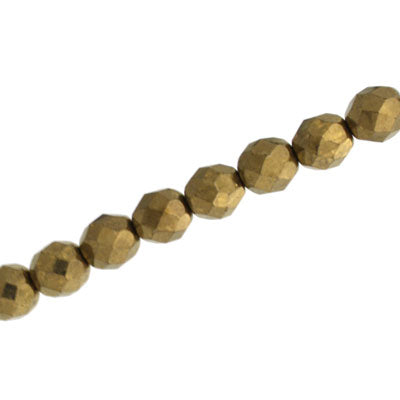 6mm czech fire polished beads metallic dark gold 27pcs