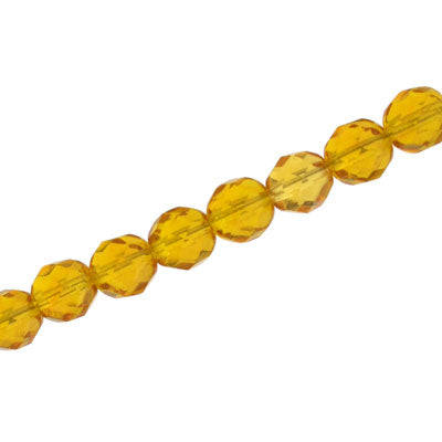 8 MM CZECH FIRE POLISHED - AMBER - 20/PCS