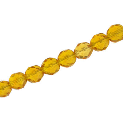 6mm czech fire polished beads amber 27pcs
