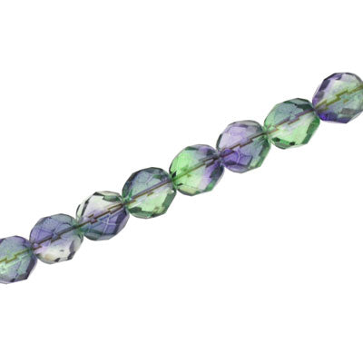 8 MM CZECH FIRE POLISHED - GREEN / PURPLE - 20/PCS