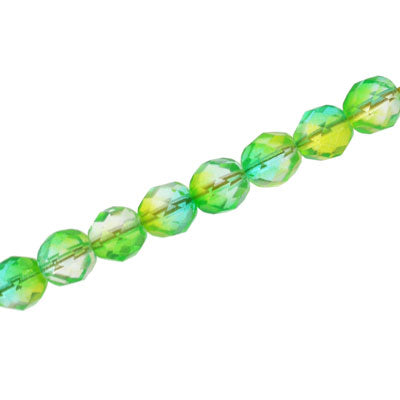8 MM CZECH FIRE POLISHED - LIME / GREEN - 20/PCS