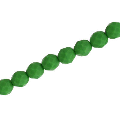 8 MM CZECH FIRE POLISHED - OPAQUE GREEN - 20/PCS