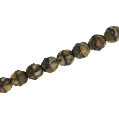 8 MM CZECH FIRE POLISHED - MARBLE BROWN - 20/PCS