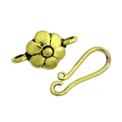 10 mm Gold Flower Hook-and-Eye Clasp - 12 sets
