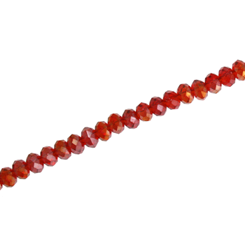 3 X 2 MM CRYSTAL RONDELLE BEADS RED AB - APPROX 150 / PCS