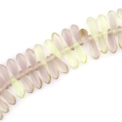 10 X 3 MM CZECH DAGGER BEADS - LEMON - LIGHT AMETHYST / 50 PCS