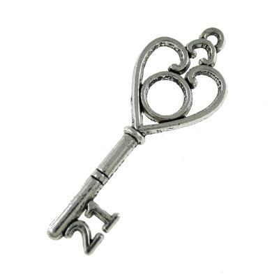 key charm 65 mm silver -3 pcs