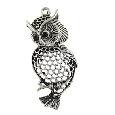 OWL CHARM 40 MM SILVER - 3 PCS