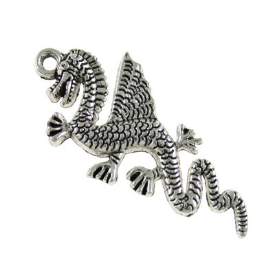dragon charm 40 mm silver - 5 pcs