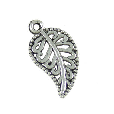 leaf charm 18 mm silver - 18 pcs