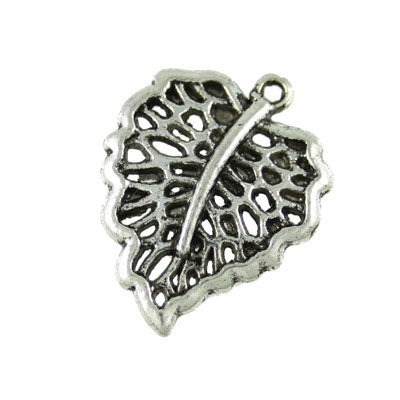 leaf charm 24 mm silver - 12 pcs