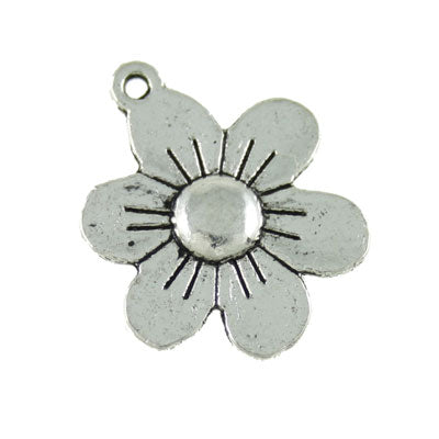 flower charm 16 mm silver - 15 pcs