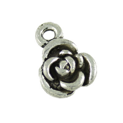 flower charm 10 mm silver - 20 pcs