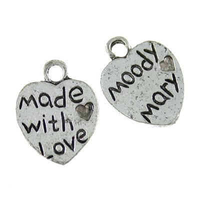 made with love / moody mary heart charm 18 mm silver - 25 pcs