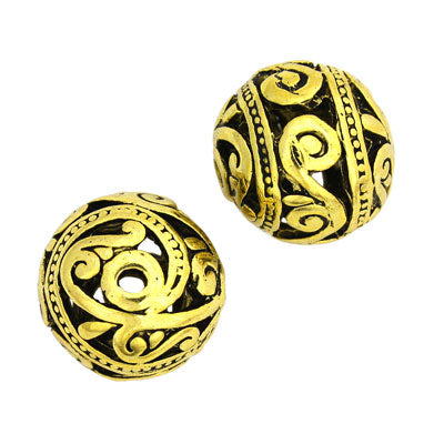 14 MM GOLD BEADS - 2 PCS