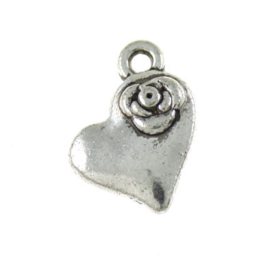 heart charm 10 mm silver - 20 pcs