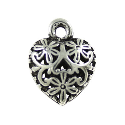 heart charm 20 mm silver - 3 pcs
