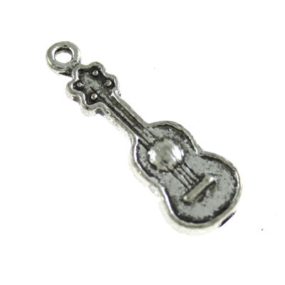 GUITAR MUSIC CHARM 28 MM SILVER - 10 PCS