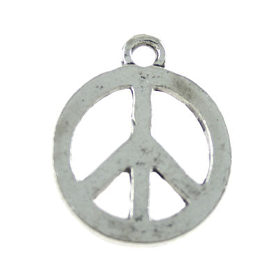 PEACE CHARM 20 MM SILVER - 8 PCS