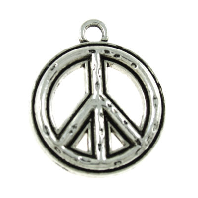 PEACE CHARM 25 MM SILVER - 3 PCS