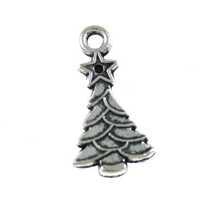 CHRISTMAS TREE CHARM 20 MM SILVER - 20 PCS