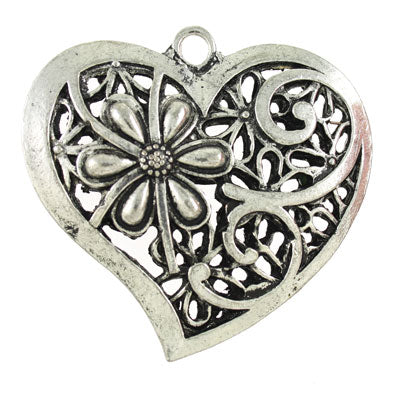 HEART CHARM 58 MM SILVER - 1 PC