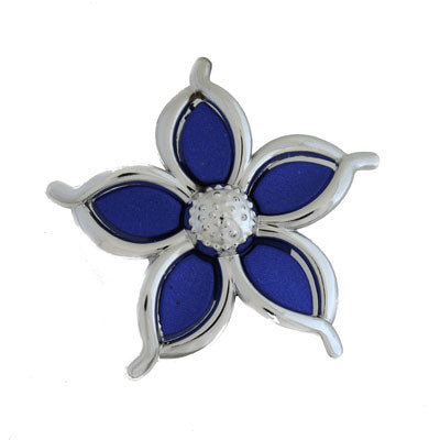 45 MM ROYAL BLUE / SILVER 2 HOLE FLOWER SLIDER - 1 PC