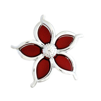 45 MM RED / SILVER 2 HOLE FLOWER SLIDER - 1 PC
