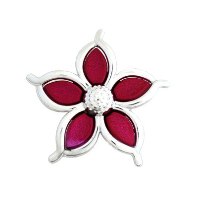 45 MM HOT PINK / SILVER 2 HOLE FLOWER SLIDER - 1 PC