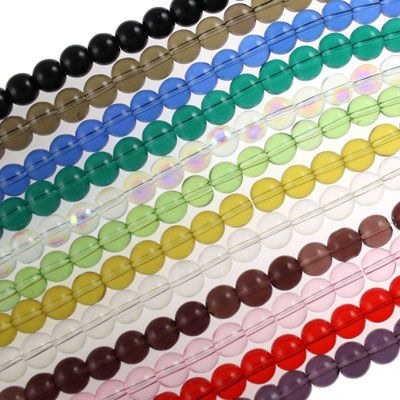 10 MM ROUND GLASS BEAD STAND / 24 COLOURS - 32 PCS EACH STRAND