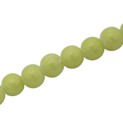8 MM ROUND GLASS BEADS LIGHT GREEN / WHITE SWIGGLE - 105 PCS