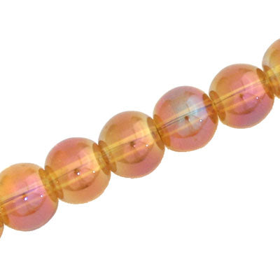 10 MM ROUND GLASS BEADS TANGERINE RAINBOW - 82 PCS