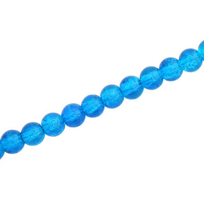 4 MM ROUND GLASS CRACKLE BEADS BRIGHT AQUA - 200 PCS