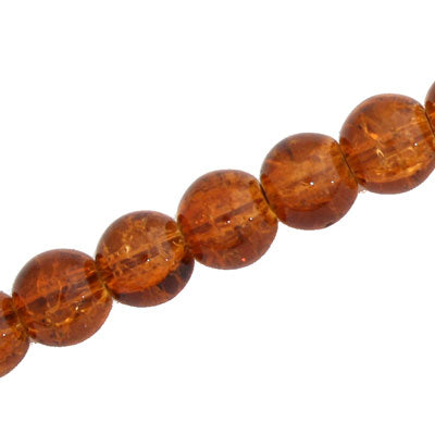 10 MM ROUND GLASS CRACKLE BEADS TOPAZ - 82 PCS