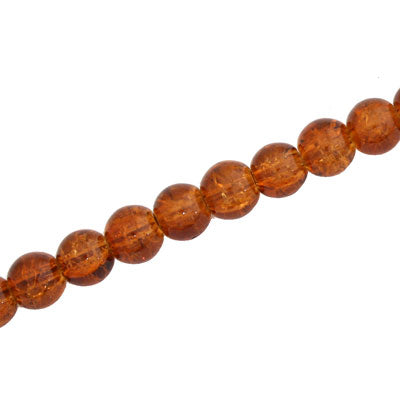 6 MM ROUND GLASS CRACKLE BEADS TOPAZ - 130 PCS